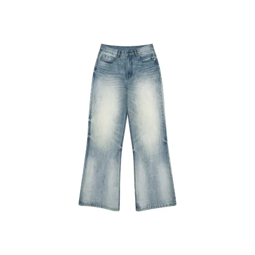 A3G4 Промытый Винтажный Синий Унисекс Джинсы