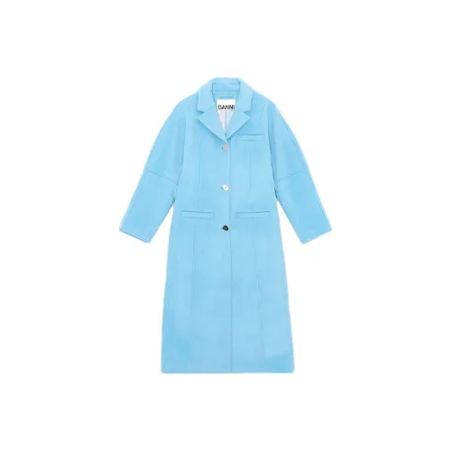 GANNI Озерно-голубое Женское Пальто