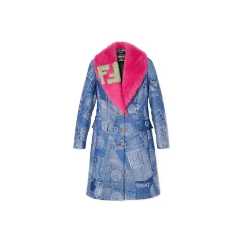 VERSACE x FENDI VERSACE Пальто Женское Синее