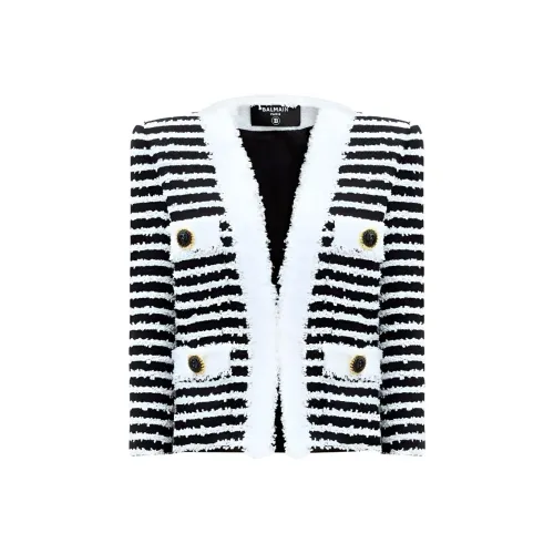 BALMAIN FW24 Куртки и пальто Женские Черный Белый