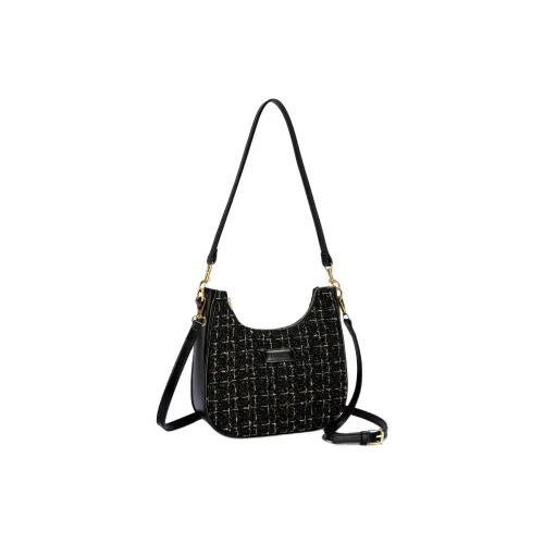 NOMK Сумка через плечо из ткани женская черная экрю