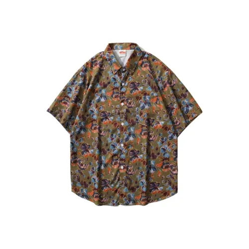 BEAR UNION Короткий рукав цветочный рубашка унисекс кофе