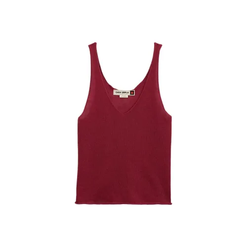 ZARA Топ на бретелях Женские Клубничный