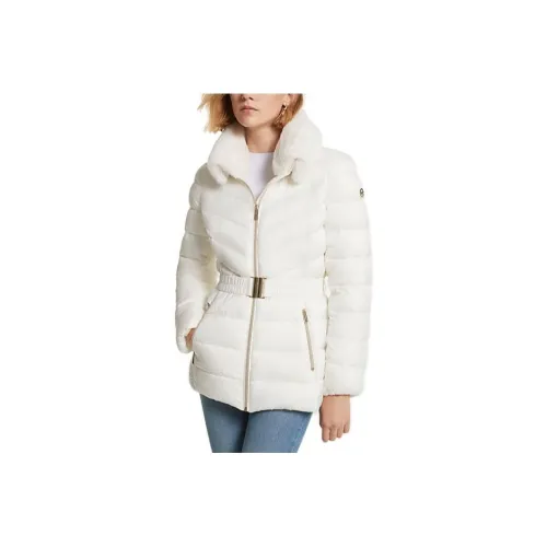MICHAEL KORS Artificial Fur Trim Quilted Nylon Packable Down Jackets Coats Женские Белые