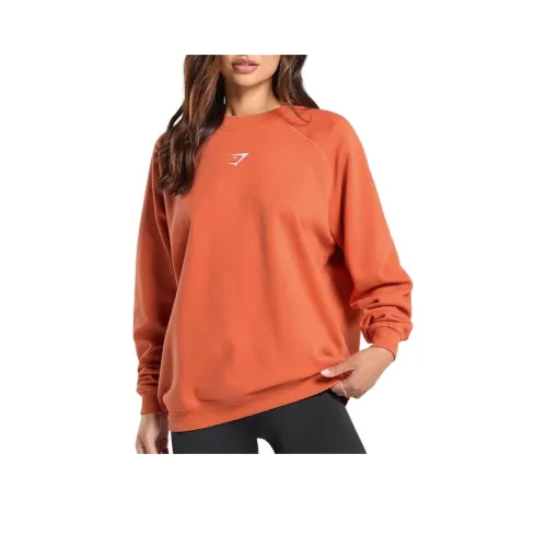 GYMSHARK Тренировки OVERSIZED Флис Толстовка Женские Мягкий Оранжевый