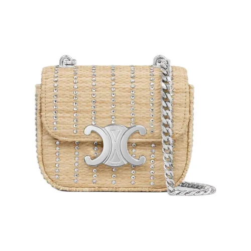 CELINE Claude Текстиль Плечо Сумка Мини Женская Натуральный Белый