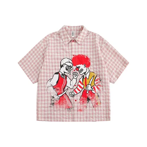 YEARNED Рубашка Унисекс Красная Белая Клетка