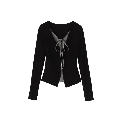 ONEPASS Облегающий крой V-образный вырез трикотажный топ женский