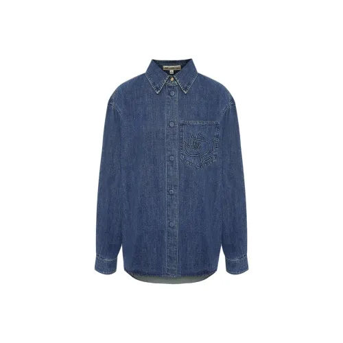 BBLLUUEE Рубашка Женская Джинсовая Синяя