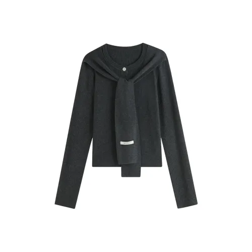 FANSILANEN Длинный рукав Трикотаж Женский Темно-серый