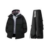 Чёрное пальто + чёрные штаны