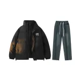 Комплект (черный топ+винтажные синие брюки)