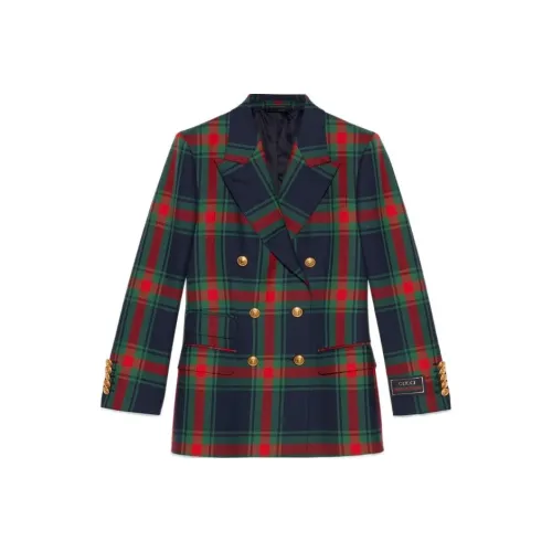 GUCCI FW22 Бизнес-костюм Пальто Женское Синие Зеленые