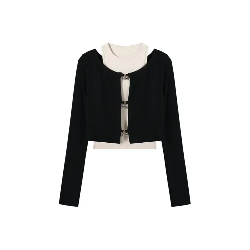 PAIN OR PLEASURE Весна And Осенний Трикотаж Женские Черный Белый