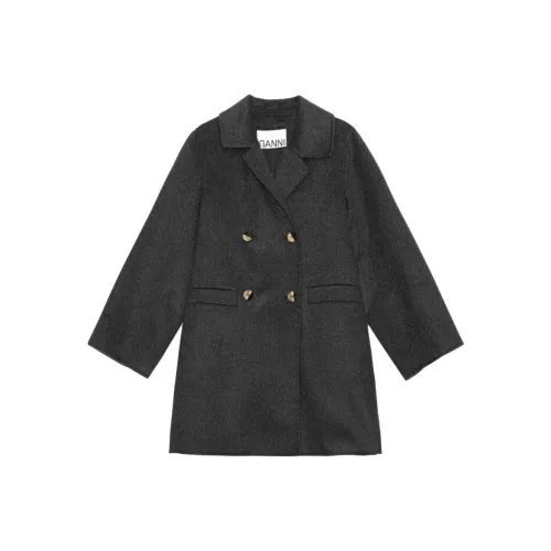 GANNI Темно-серое Женское Пальто