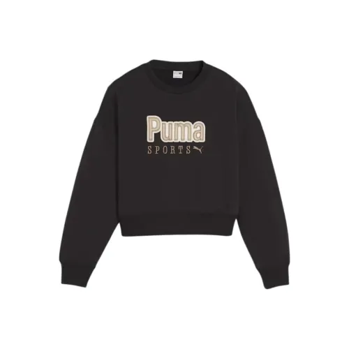 PUMA TEAM OVERSIZED CREW SWEATSHIRT Женские Черный