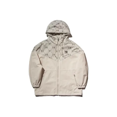 Mlb Base Logo New York Yankees Old Flower Куртки Пальто Женские Темный крем