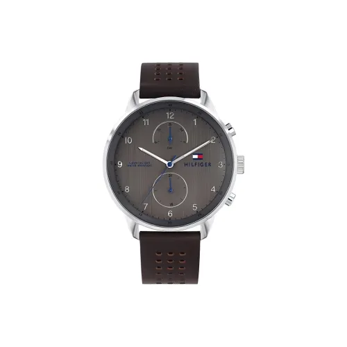 Tommy Hilfiger Мужские часы Кварцевый механизм Кожаный ремешок 44 мм Коричневый циферблат Часы