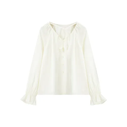 LEDIN Шифон Рубашка Женская Кремовый Бежевый