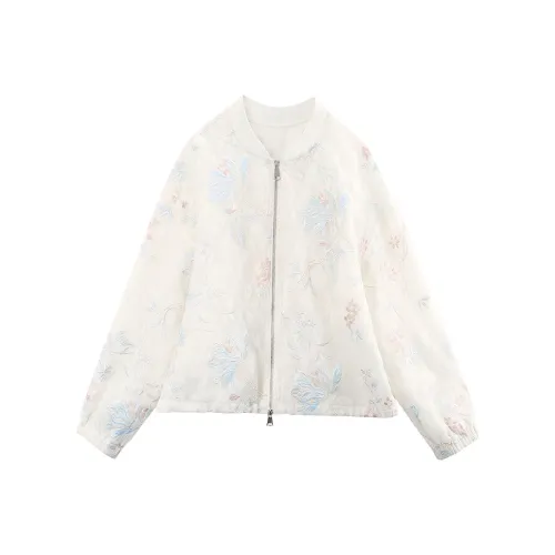 A paradise for awakening Куртка Женская Абрикос с Синим Цветком