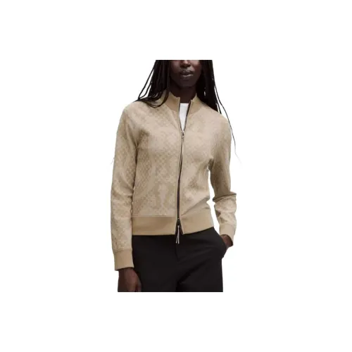 lululemon x SLNSH Два Тон Облегающий Свитер с Полностью Закрывающейся Застежкой Трикотаж Женский Мохаве Коричневый Прозрачный Дуб