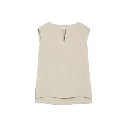 MaxMara Colimbo Коллекция Linen Canvas Blouse Shirt Women's Beige