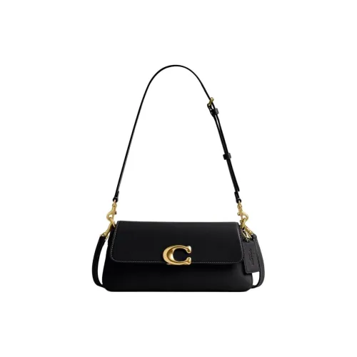 COACH Jet Кожа Портативная Сумка через плечо Сумка на плечо Средняя Женская Черная