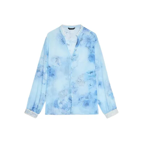 ZARA Синие / Белые Женские Рубашки