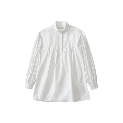 NOTHING WRITTEN SS25 SENA Pintuck Хлопок Рубашка Женская Белый Белый