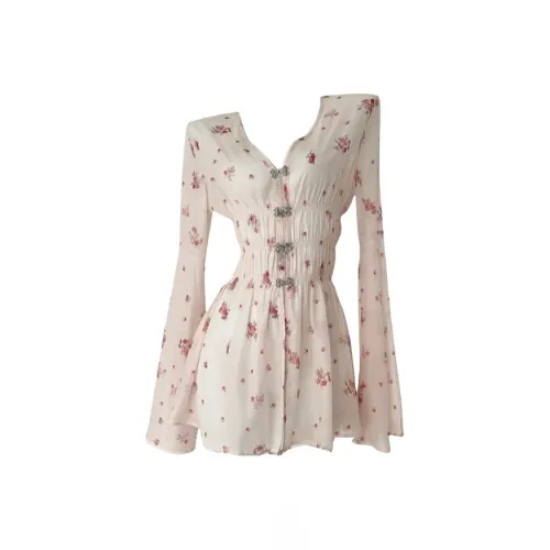 ARIADNAW STUDIO Шифон Рубашка Женская Розовая