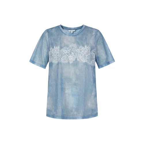 JZ. ANNAKRO Шифон Рубашка Женская Небесно-Синий