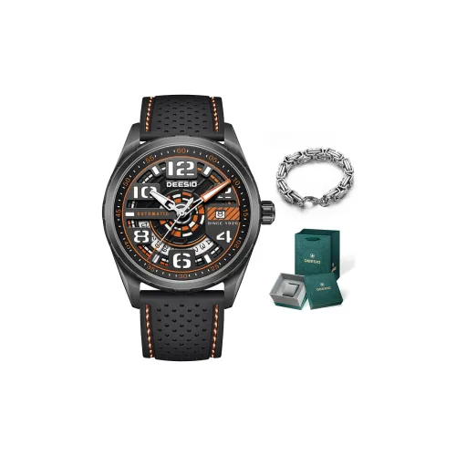 DEESIO Автоматический Механический Механизм Резиновый Ремешок Часы Мужские Часы С Черепным Циферблатом