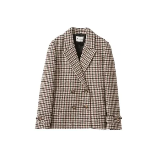 MIU MIU FW23 Бизнес-костюм Пальто Женское Светлый Умбра