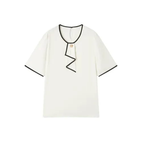 EICHITOO Шифон Рубашка Женская Натуральный Белый Trim 15