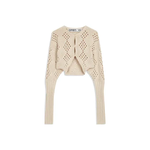 OPEN YY Argyle POINTELLE KNIT BOLERO Трикотаж Женский Бежевый Бежевый