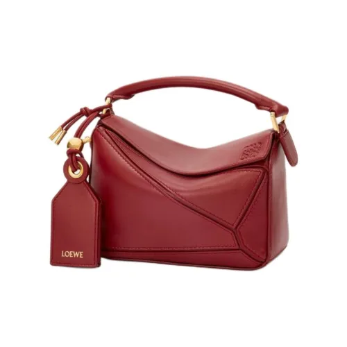 LOEWE Пазл Овечья шкура Пазл Сумка Одно плечо Сумка Мини Женские Burnt Красный