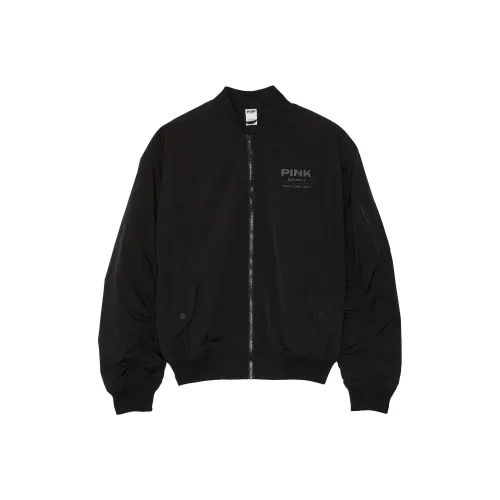 Victoria's Secret Розовый Парашют Bomber Куртка Чисто черные Куртки и Пальто Женские Чисто черные