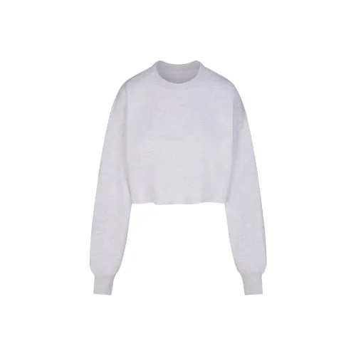 SKIMS Хлопок Флис Укороченный Crewneck Толстовка Женская Меланжевый GREY Светлый Фотиния Серый