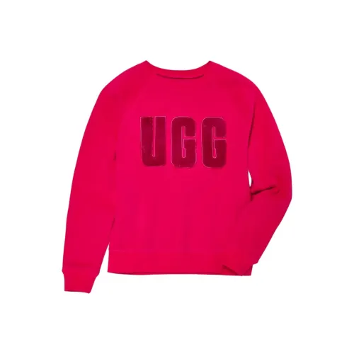 UGG Madeline Флоковый Логотип Crewneck Толстовка Женская Вишнево-Красная