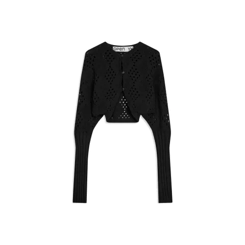 OPEN YY Argyle POINTELLE KNIT BOLERO Трикотаж Женский Черный Черный