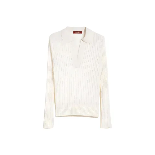 MaxMara Шерсть и Шелк Свитер с Поло Ожерелье-чокер Свитер Женская Белая