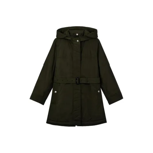 Burberry Пальто Женское Темно-оливкового цвета