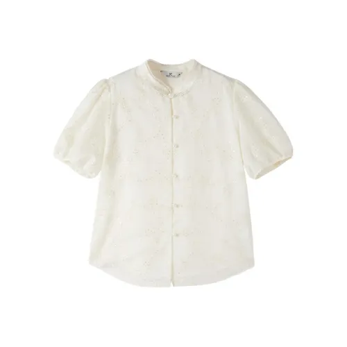 XIANGYING Экрю Женские Рубашки