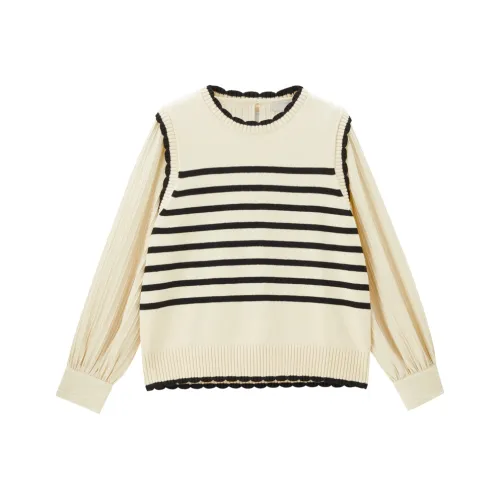 Giordano Трикотаж Женский Абрикос Черный Полосы