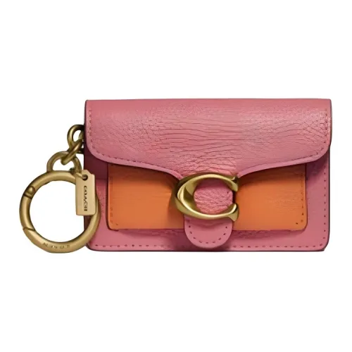 COACH Tabby Полированный Галька Кожа Кошелек для монет Мини Женский Розовый