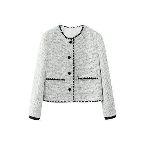 XIMENG CHANEL Inspired Короткий Пальто Женское Цветочное Серое