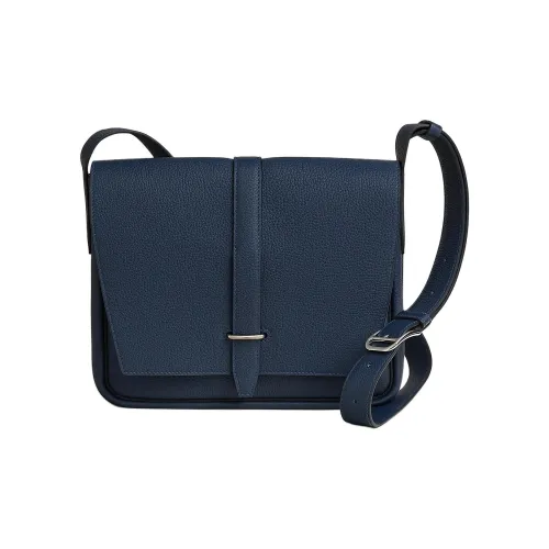 HERMES Steve Light Junior Коровья кожа Togo Курьерская сумка Сумка на плечо Женские 7K BLEU Abysse Глубокое море Синий