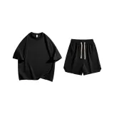 Матовый черный топ + матовый черный шорты