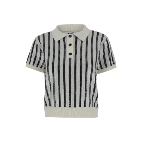 MSGM Поло Женское Черное Белое