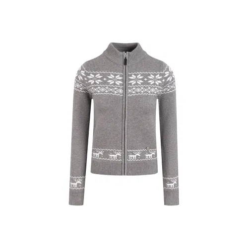 Ariseism Fair Isle Цветочный Воротник-стойка Молния Кардиган Для Женщин Весна Облегающий крой Топ Женские